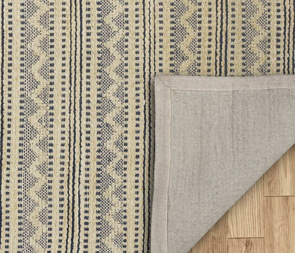 8' X 10' Blue and Beige Chevron Striped Area Rug - Homeroots - Flyclothing LLC
