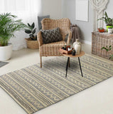 8' X 10' Blue and Beige Chevron Striped Area Rug - Homeroots - Flyclothing LLC