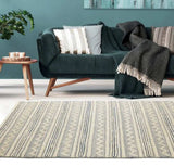8' X 10' Blue and Beige Chevron Striped Area Rug - Homeroots - Flyclothing LLC