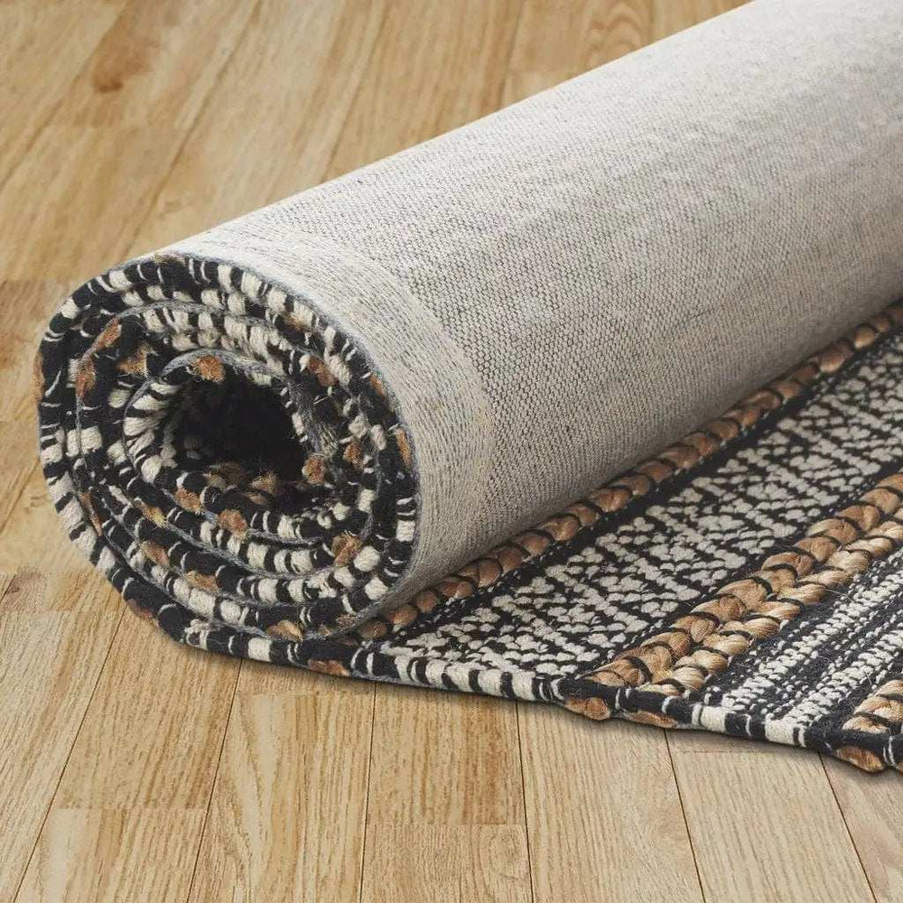 8' X 10' Black and Tan Decorative Striped Area Rug - Homeroots - Flyclothing LLC