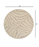 3' Round Taupe Zebra Pattern Area Rug - Homeroots - Flyclothing LLC