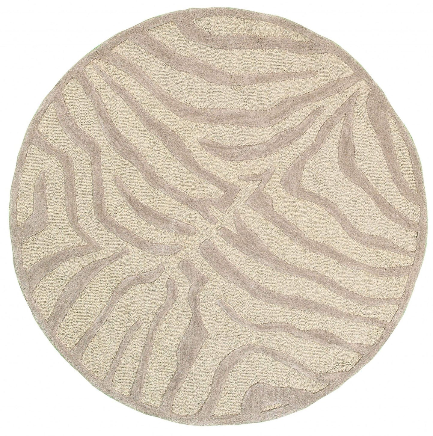5' Round Taupe Zebra Pattern Area Rug - Homeroots - Flyclothing LLC