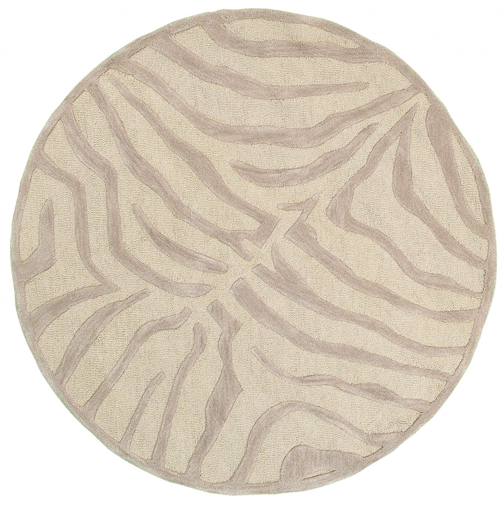 5' Round Taupe Zebra Pattern Area Rug - Homeroots - Flyclothing LLC