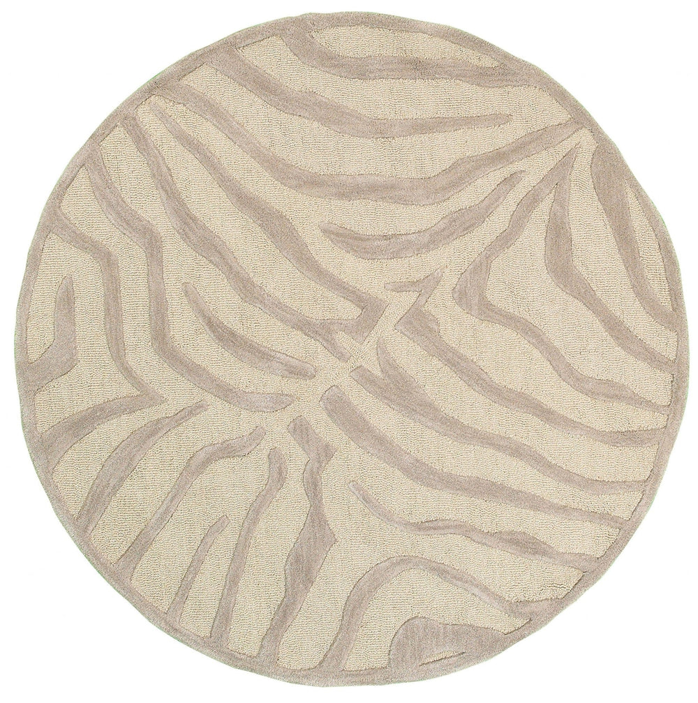 5' Round Taupe Zebra Pattern Area Rug - Homeroots