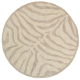 5' Round Taupe Zebra Pattern Area Rug - Homeroots