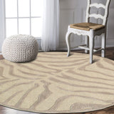 5' Round Taupe Zebra Pattern Area Rug - Homeroots