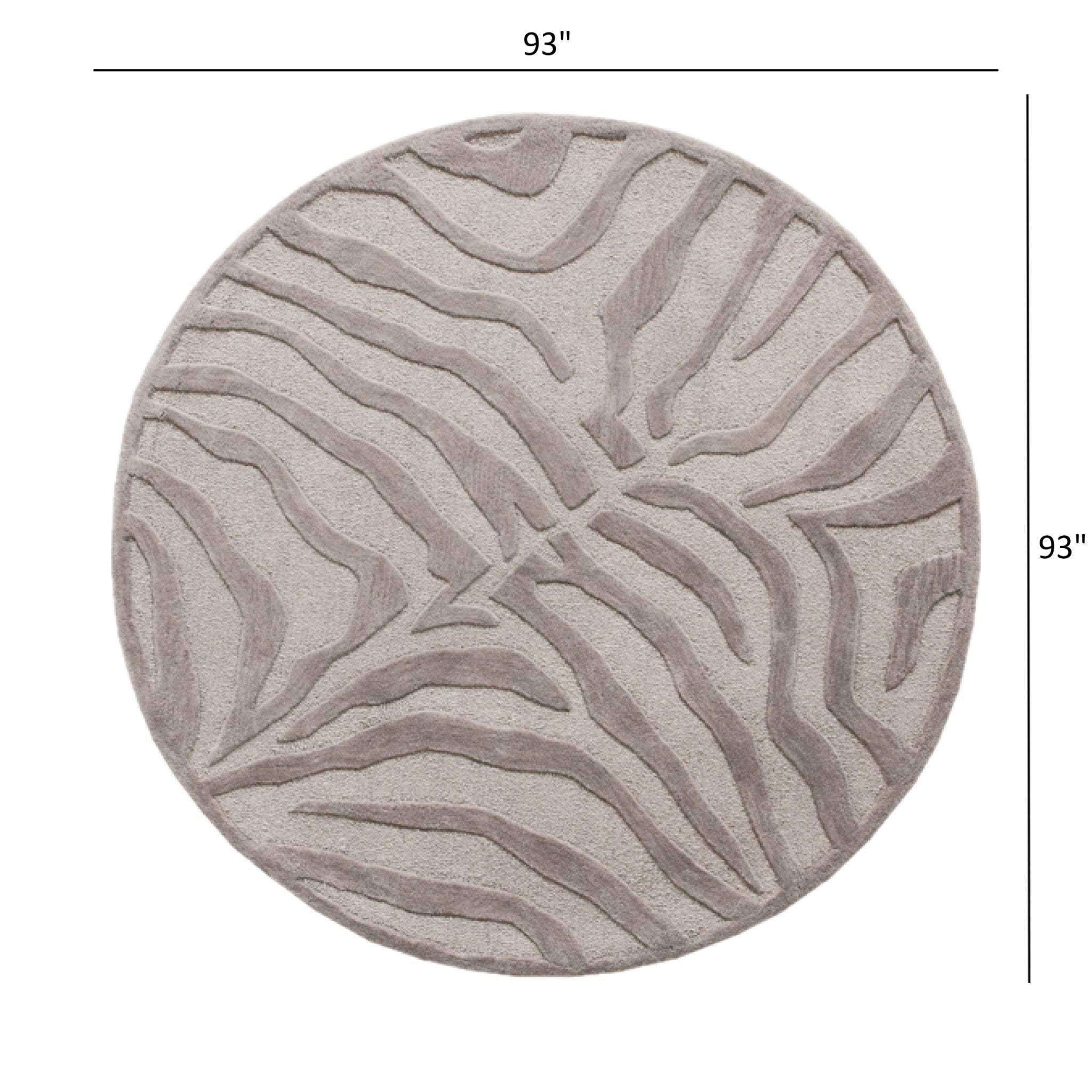 8’ Round Taupe Zebra Pattern Area Rug - Homeroots - Flyclothing LLC
