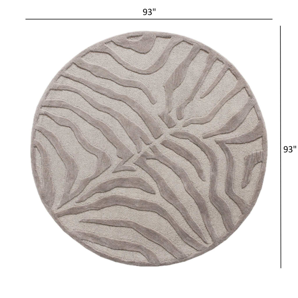 8’ Round Taupe Zebra Pattern Area Rug - Homeroots - Flyclothing LLC