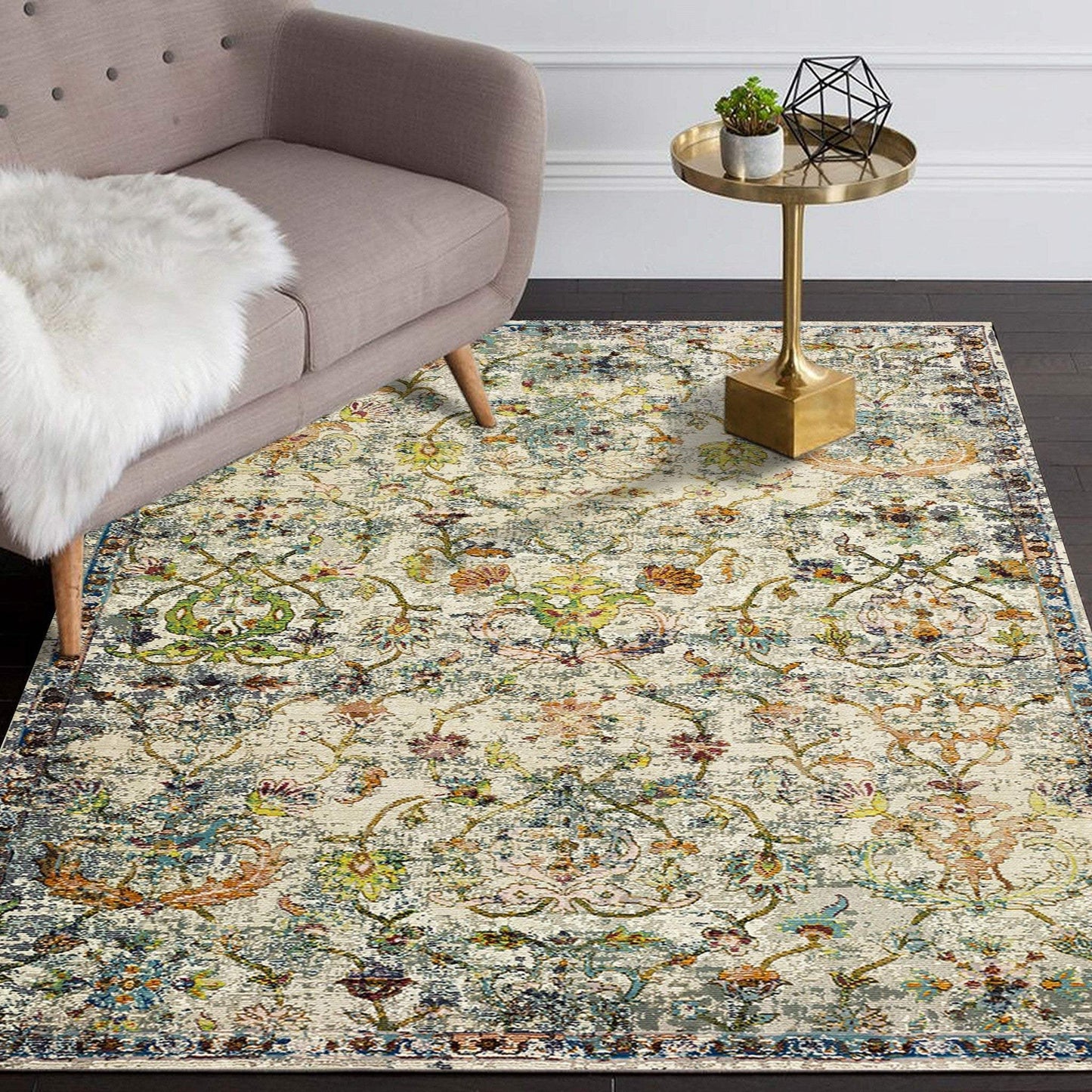4' X 6' Beige Abstract Garden Area Rug - Homeroots - Flyclothing LLC