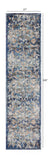 2' X 9' Blue and White Jacobean Pattern Runner Rug - Homeroots - Flyclothing LLC