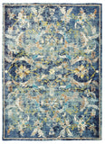4' X 6' Blue and White Jacobean Pattern Area Rug - Homeroots