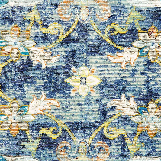 4' X 6' Blue and White Jacobean Pattern Area Rug - Homeroots - Flyclothing LLC