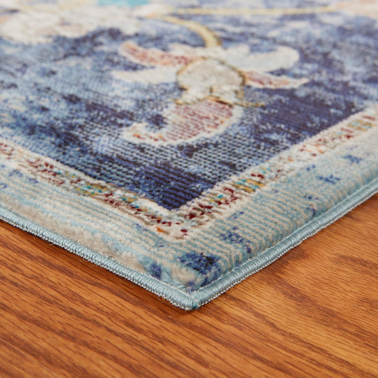 4' X 6' Blue and White Jacobean Pattern Area Rug - Homeroots - Flyclothing LLC