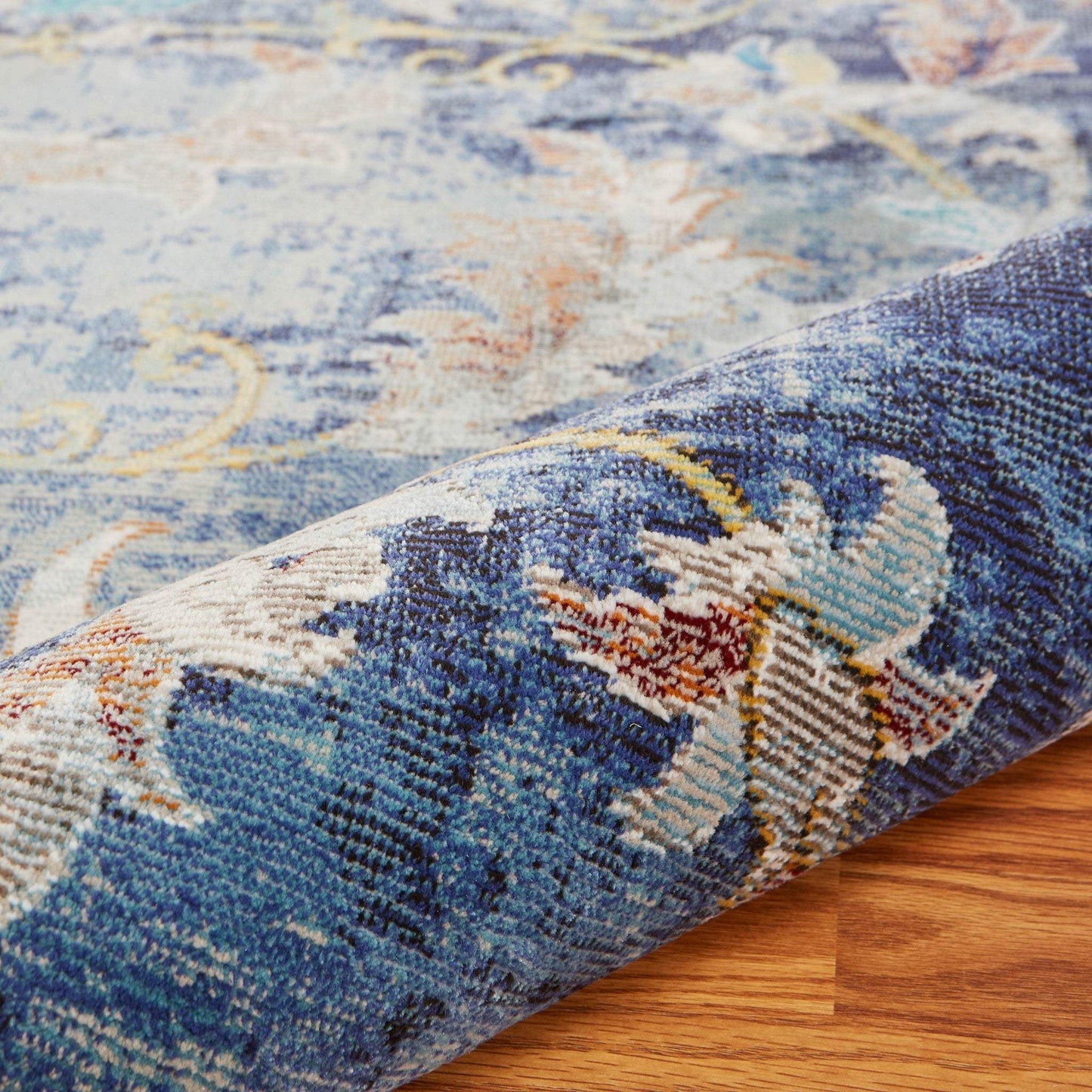 4' X 6' Blue and White Jacobean Pattern Area Rug - Homeroots - Flyclothing LLC