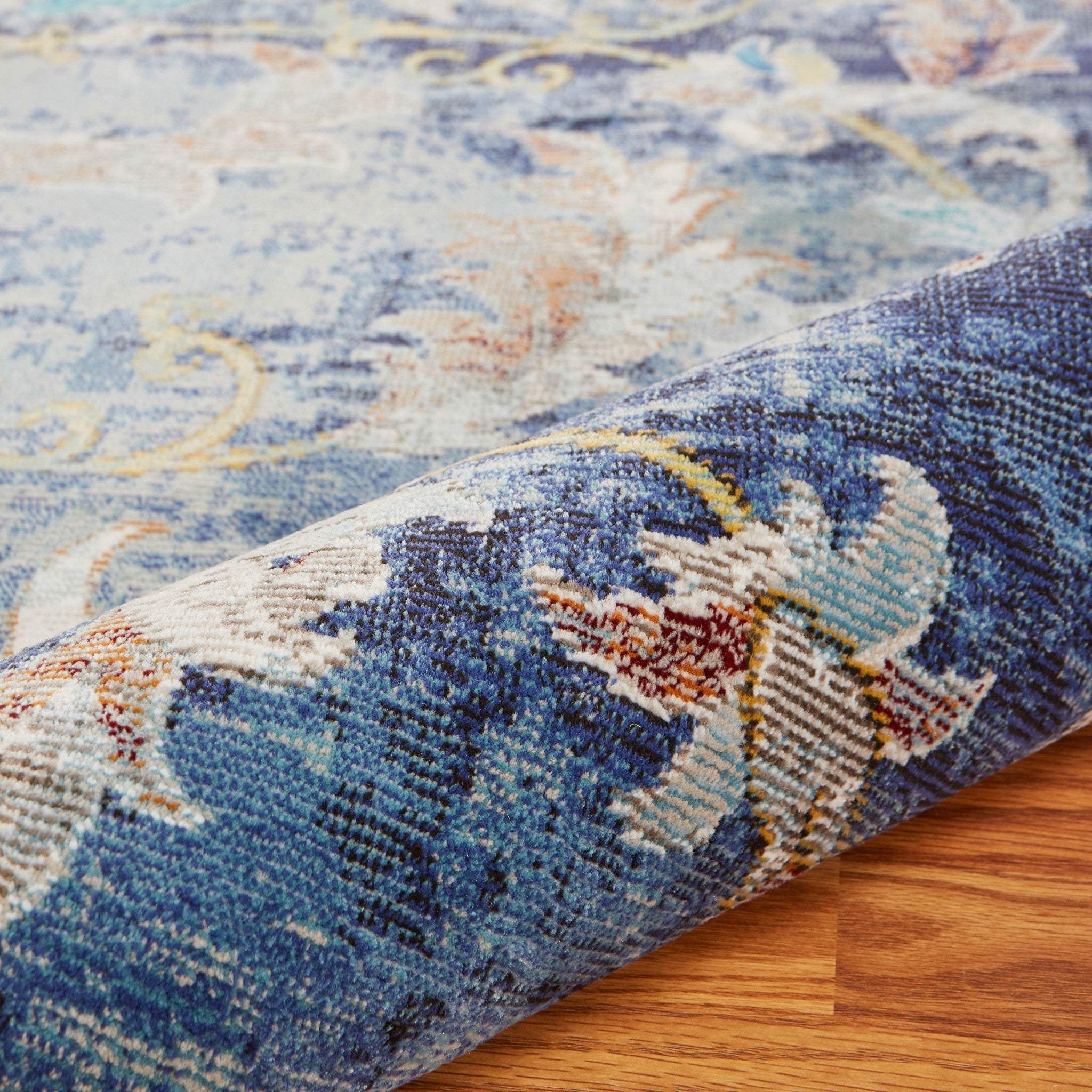 4' X 6' Blue and White Jacobean Pattern Area Rug - Homeroots - Flyclothing LLC