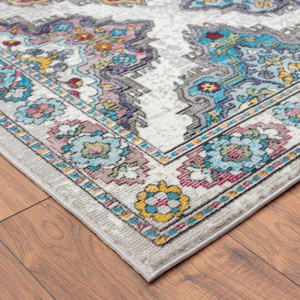 5' X 8' Blue Traditional Floral Motifs Area Rug - Homeroots - Flyclothing LLC