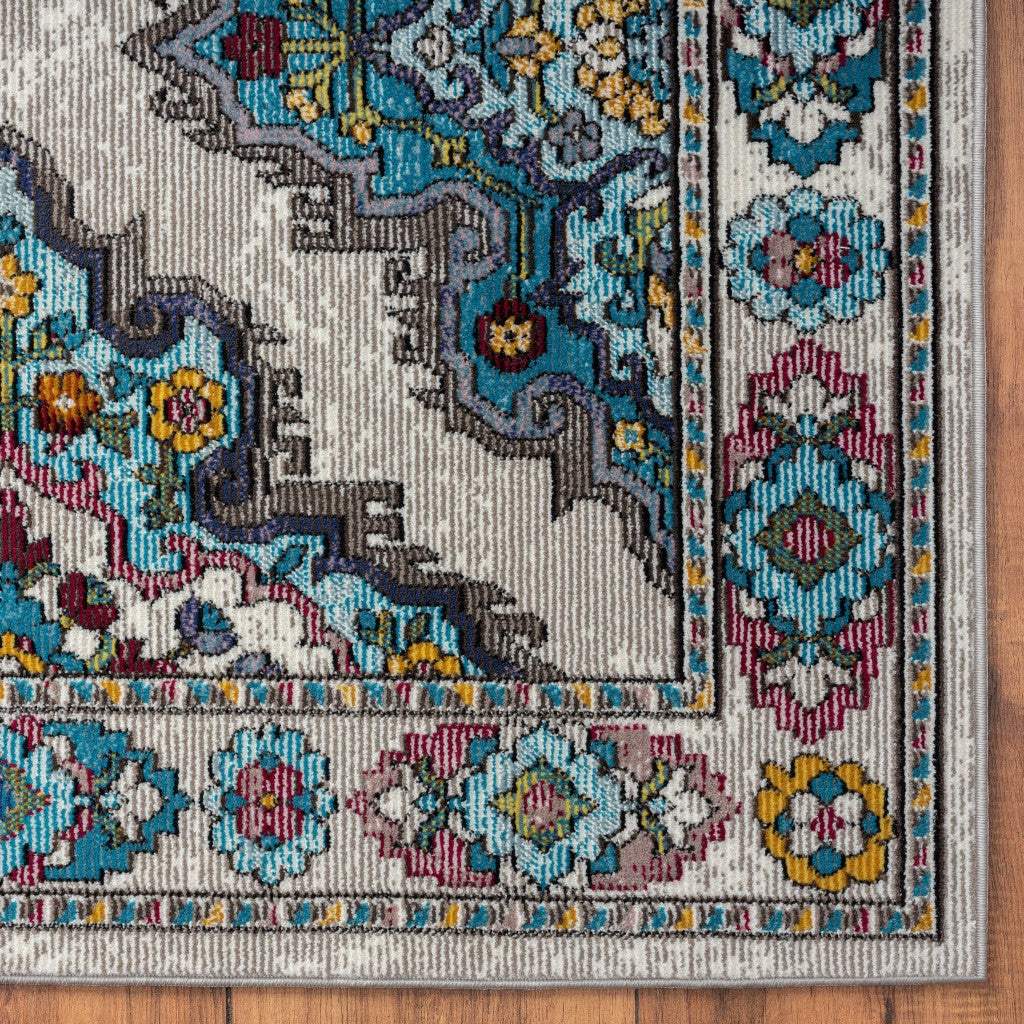 5' X 8' Blue Traditional Floral Motifs Area Rug - Homeroots - Flyclothing LLC