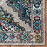 5' X 8' Blue Traditional Floral Motifs Area Rug - Homeroots - Flyclothing LLC