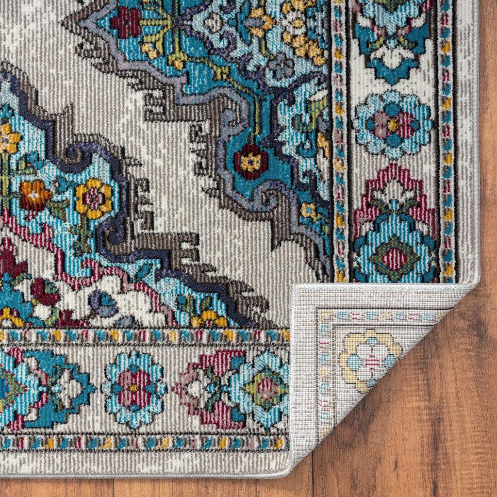 8' X 10' Blue Traditional Floral Motifs Area Rug - Homeroots - Flyclothing LLC