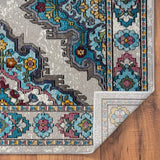 8' X 10' Blue Traditional Floral Motifs Area Rug - Homeroots - Flyclothing LLC