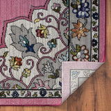 5' X 8' Pink Traditional Medallion Area Rug - Homeroots