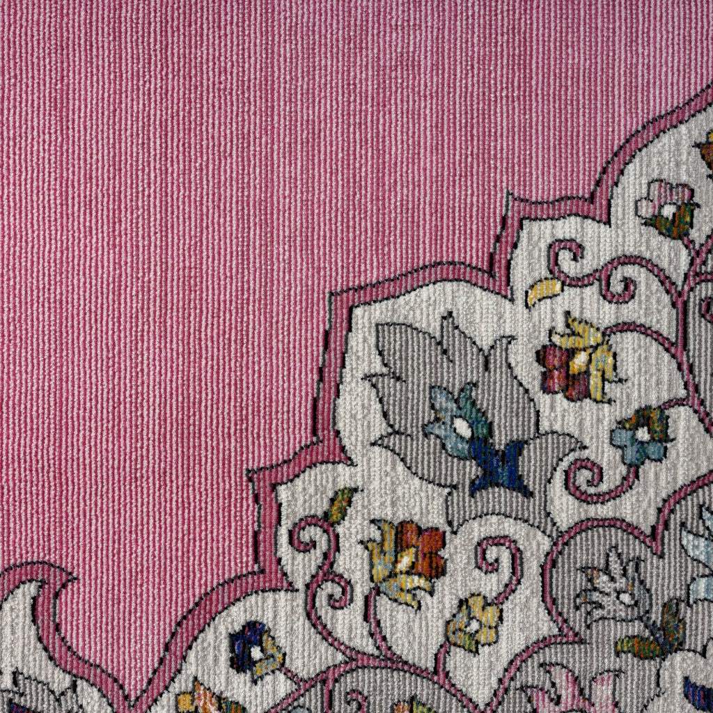 8' X 10' Pink Traditional Medallion Area Rug - Homeroots - Flyclothing LLC