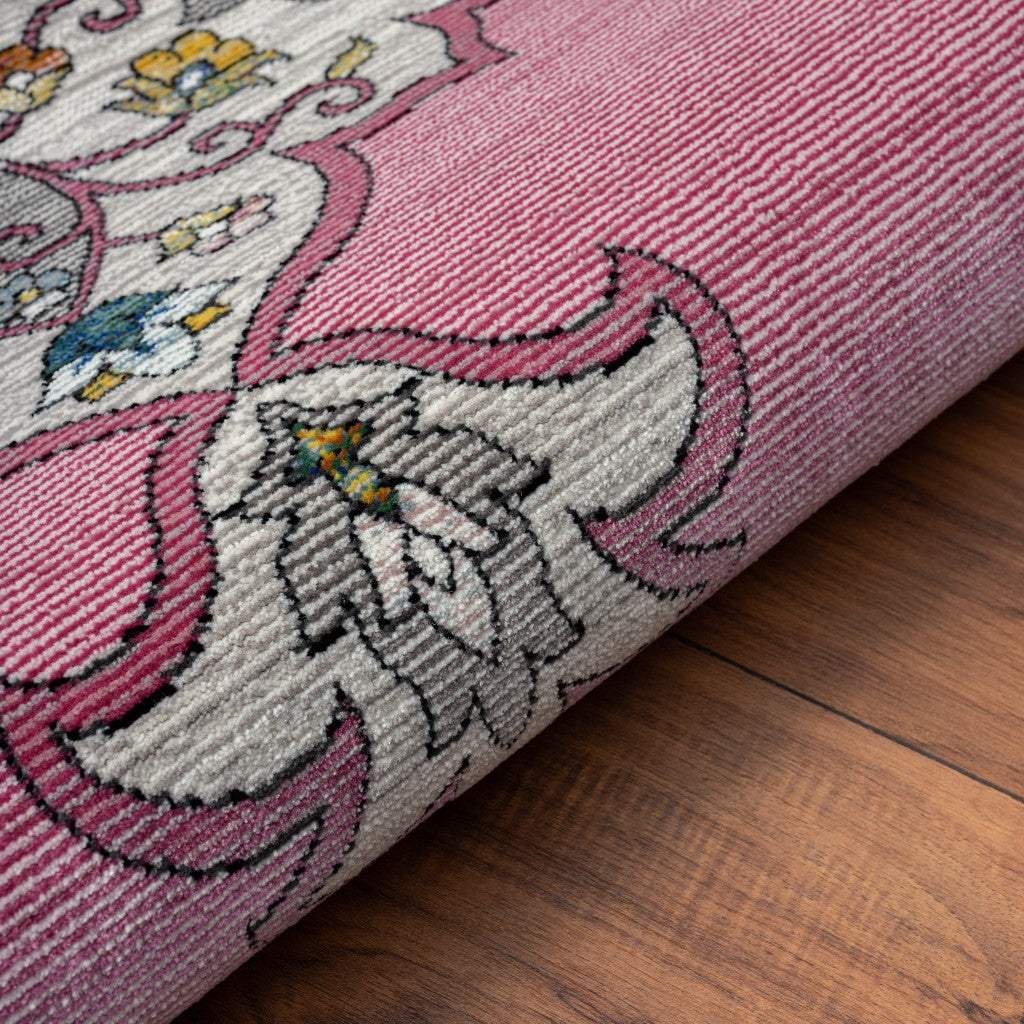 8' X 10' Pink Traditional Medallion Area Rug - Homeroots - Flyclothing LLC