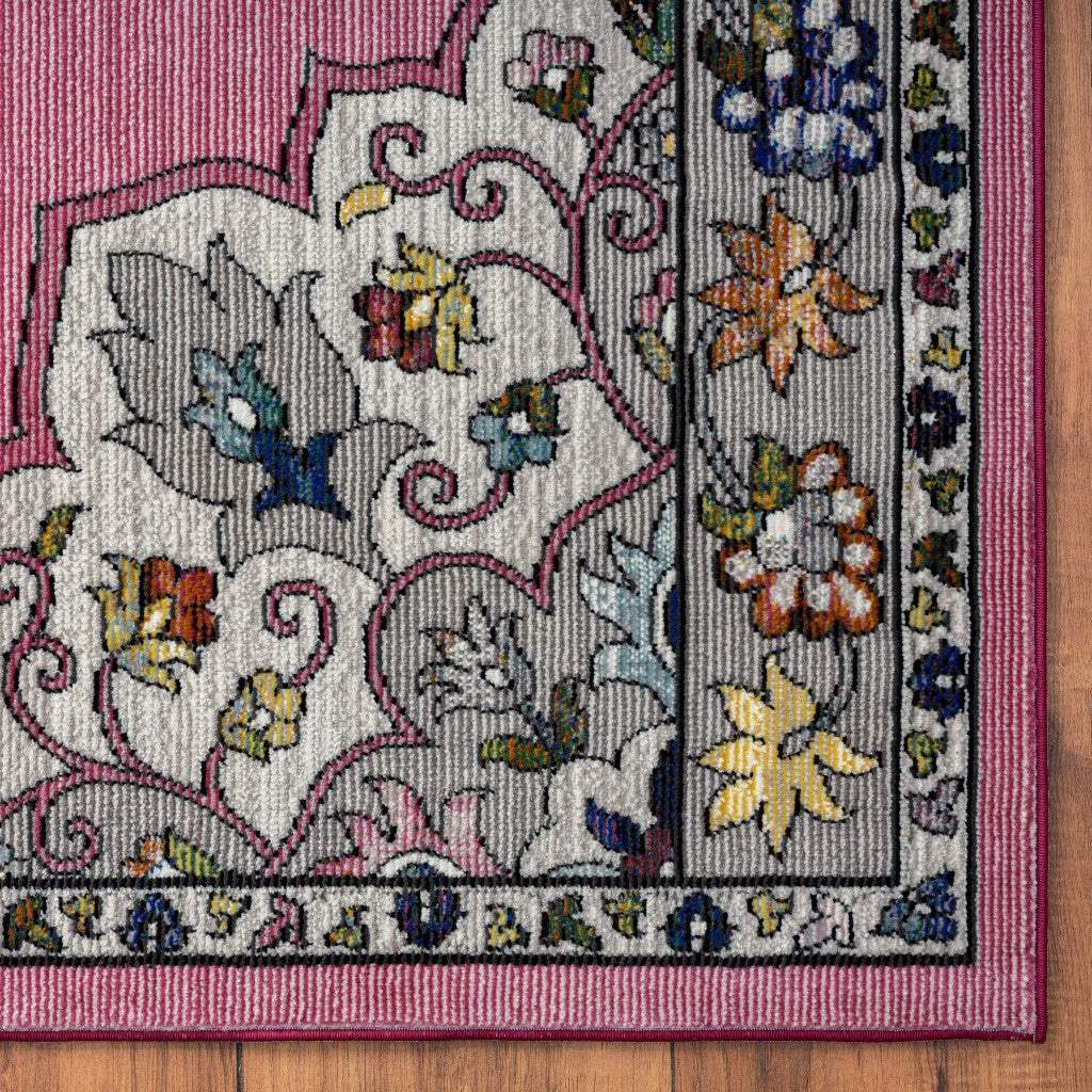 8' X 10' Pink Traditional Medallion Area Rug - Homeroots - Flyclothing LLC
