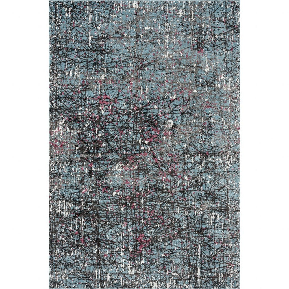 8' X 10' Blue Chaotic Strokes Area Rug - Homeroots