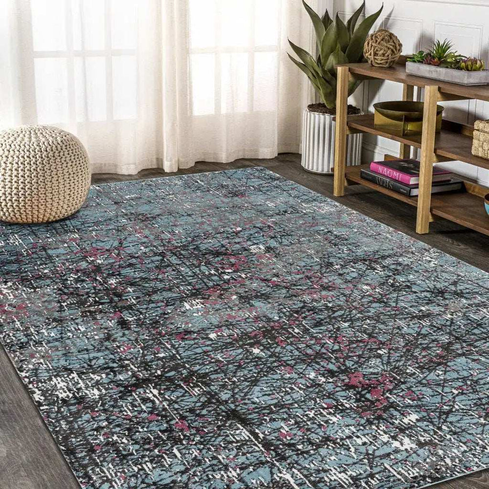 8' X 10' Blue Chaotic Strokes Area Rug - Homeroots - Flyclothing LLC