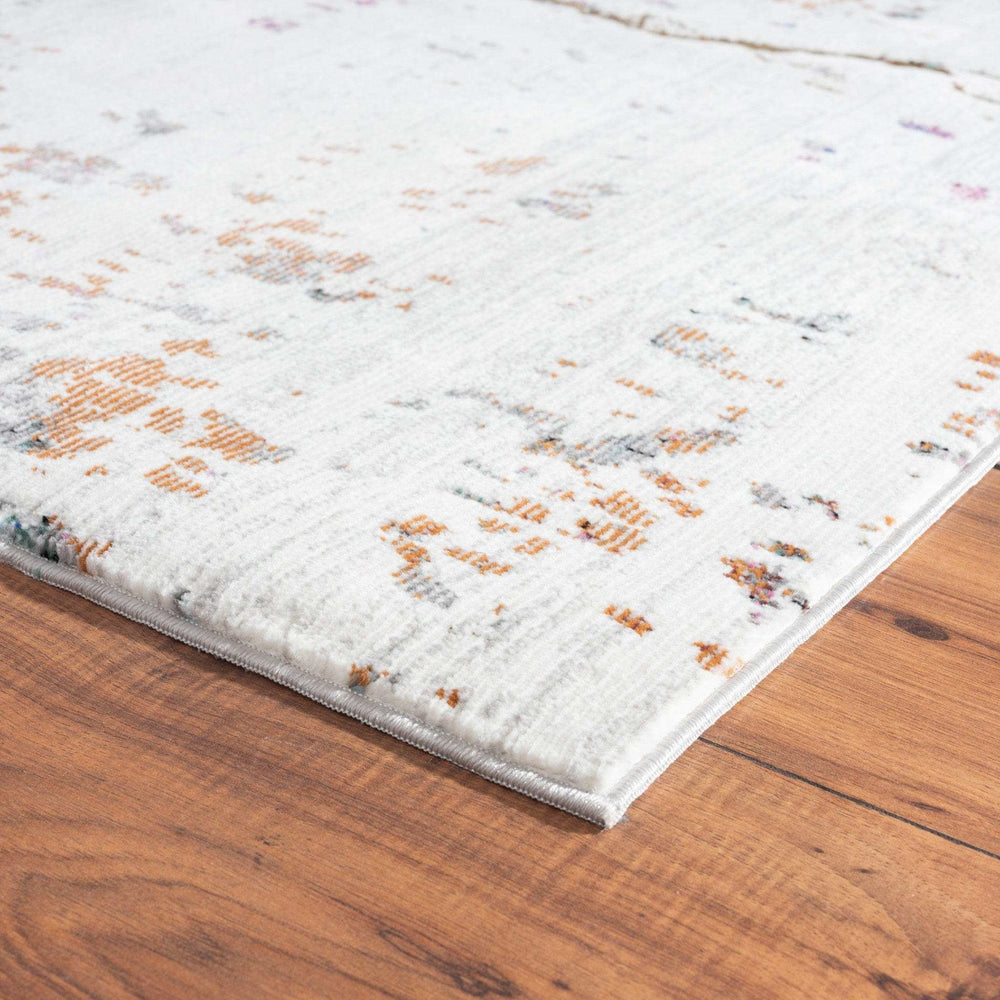 5' X 8' White Abstract Marble Area Rug - Homeroots - Flyclothing LLC
