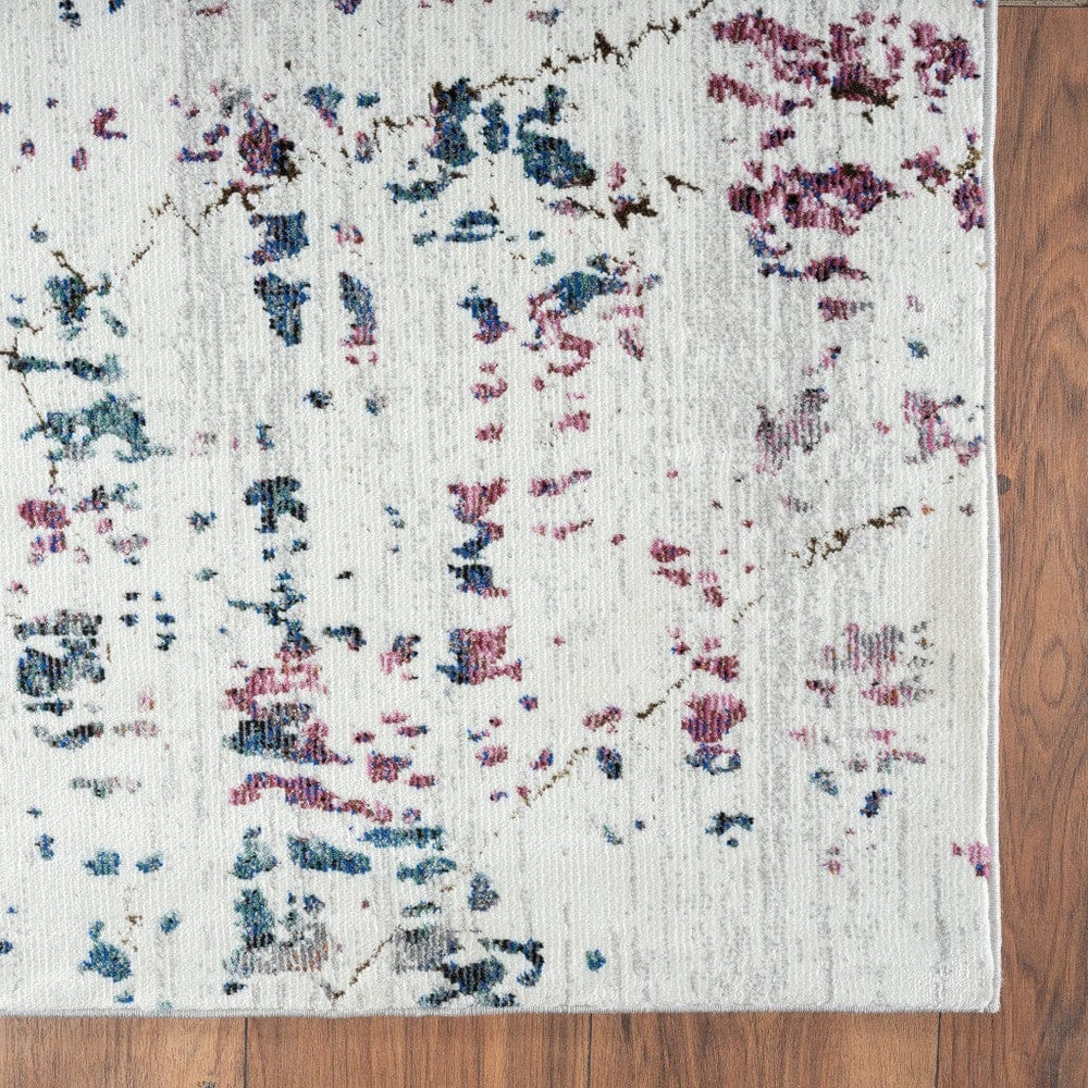 5' X 8' White Abstract Marble Area Rug - Homeroots