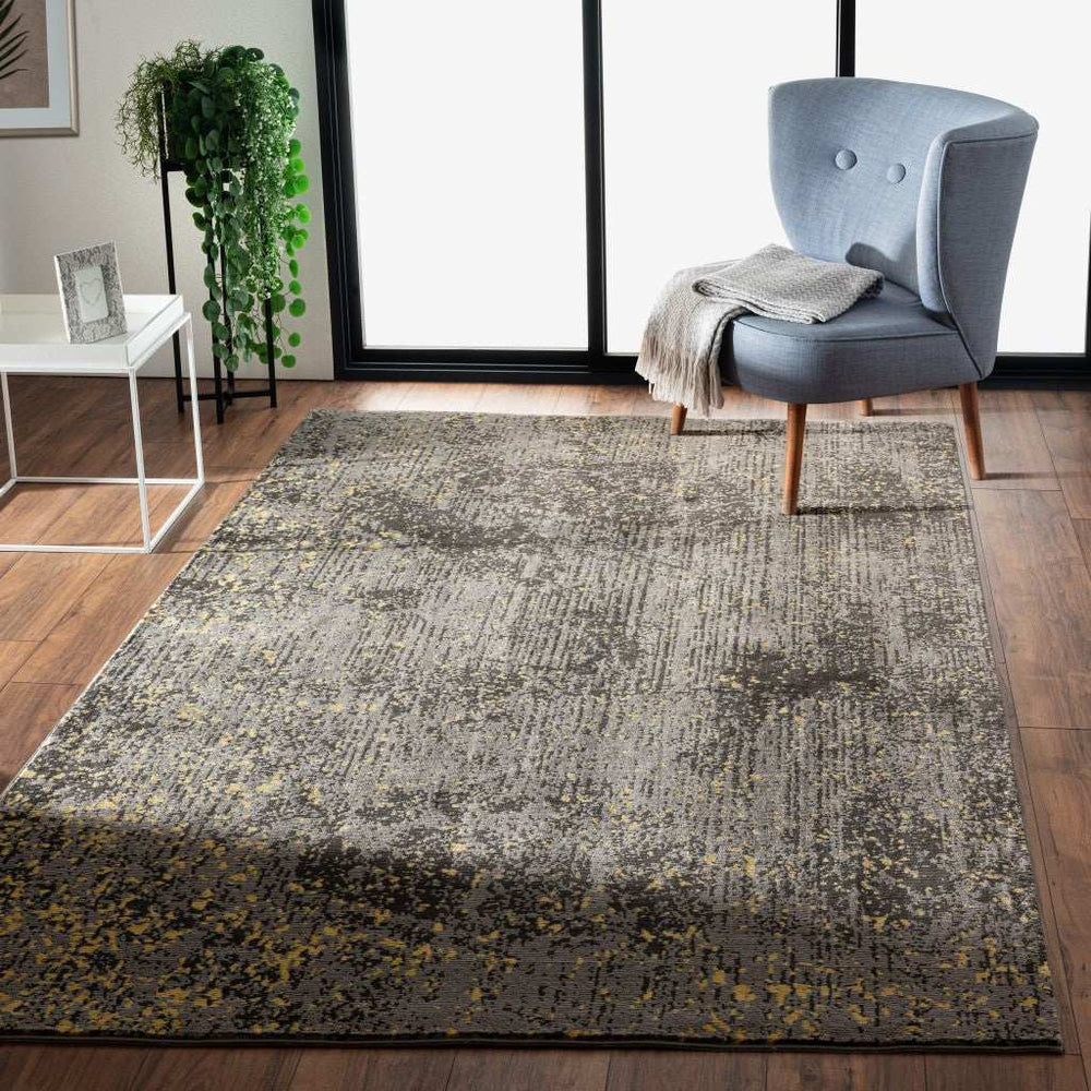 5' X 8' Gray and Yellow Abstract Sprinkle Area Rug - Homeroots - Flyclothing LLC
