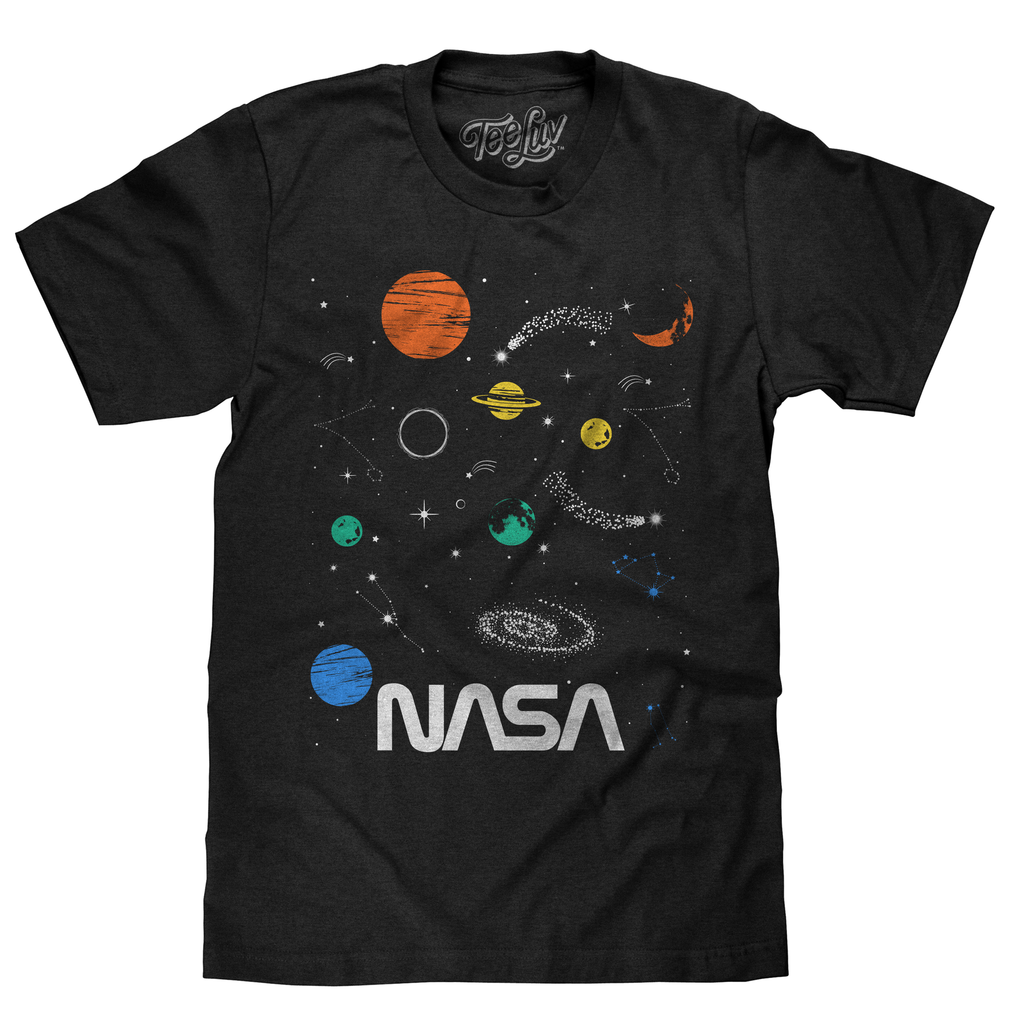 NASA Planets and Stars Space T-Shirt - Black