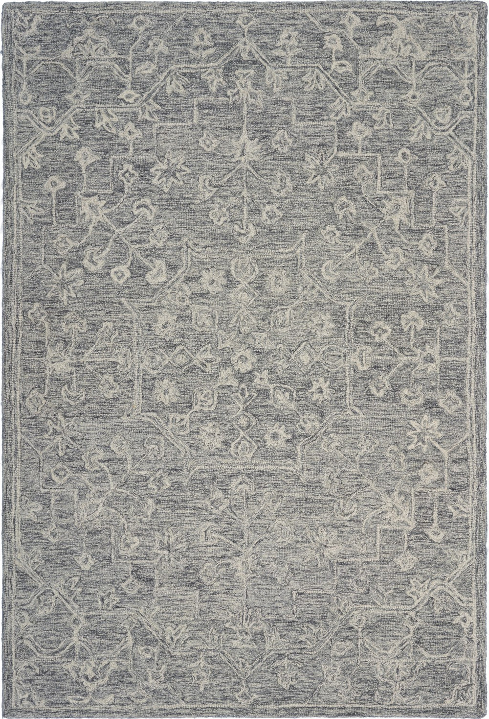5' X 7' Gray Floral Finesse Area Rug