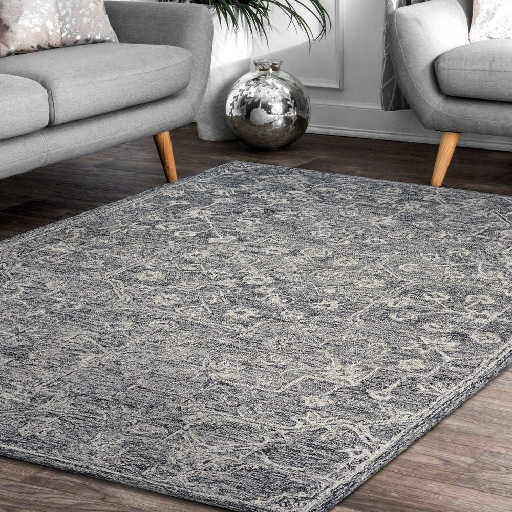 5' X 7' Gray Floral Finesse Area Rug - Homeroots - Flyclothing LLC