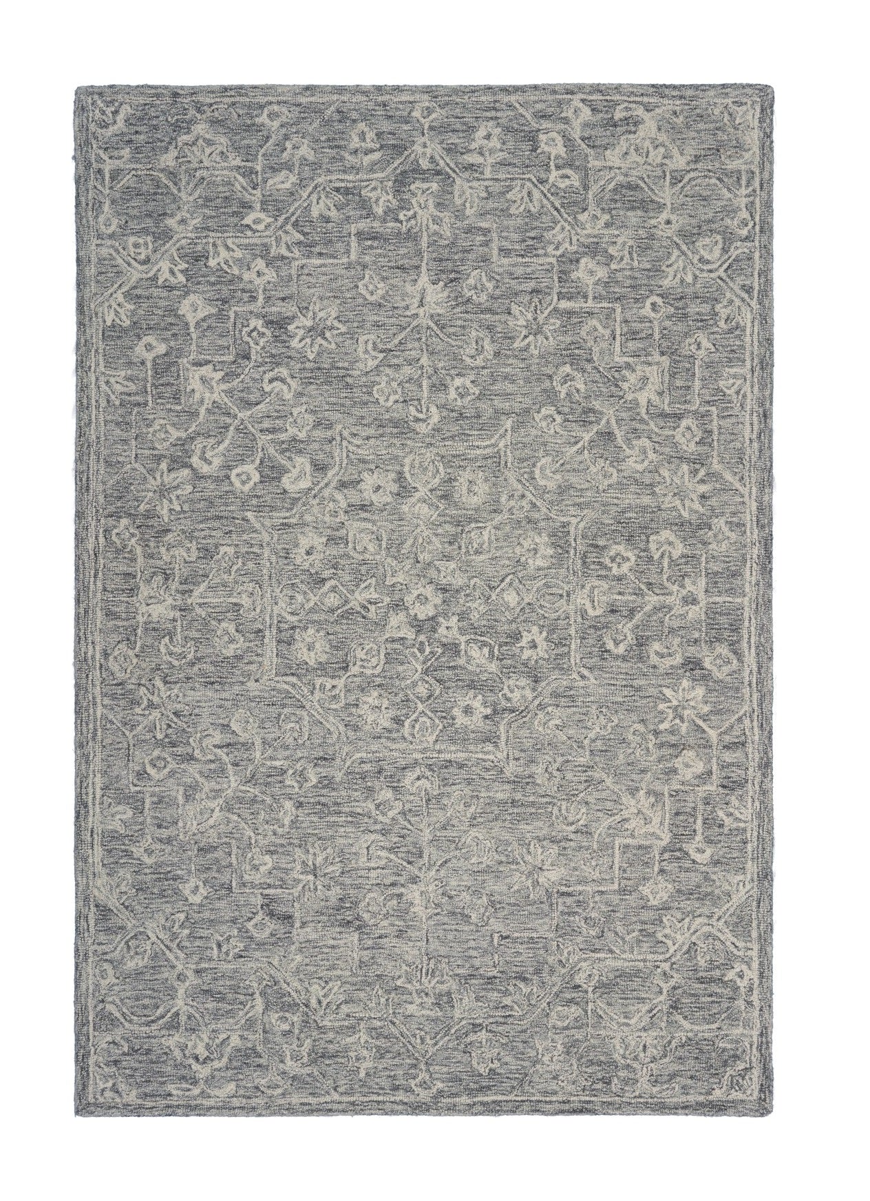 5' X 7' Gray Floral Finesse Area Rug