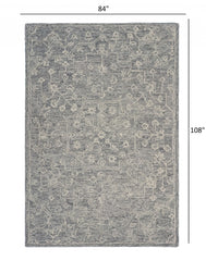 7' x 9' Gray Floral Finesse Area Rug