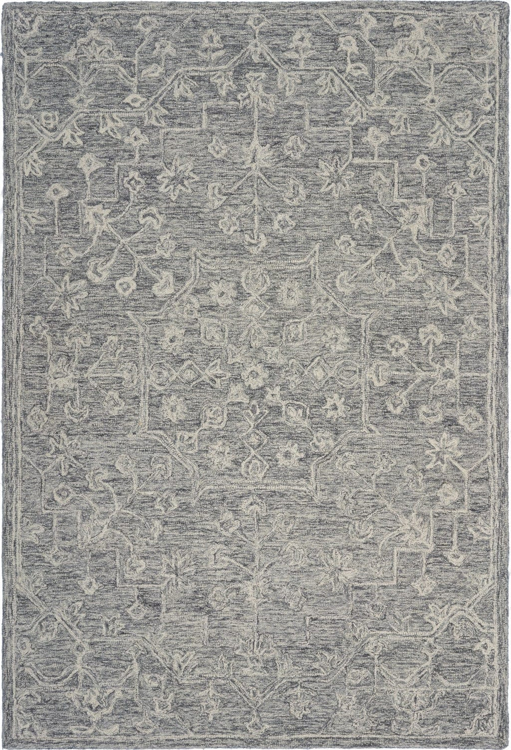 7' x 9' Gray Floral Finesse Area Rug - Homeroots