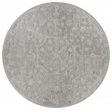 8’ Round Gray Floral Finesse Area Rug - Homeroots - Flyclothing LLC