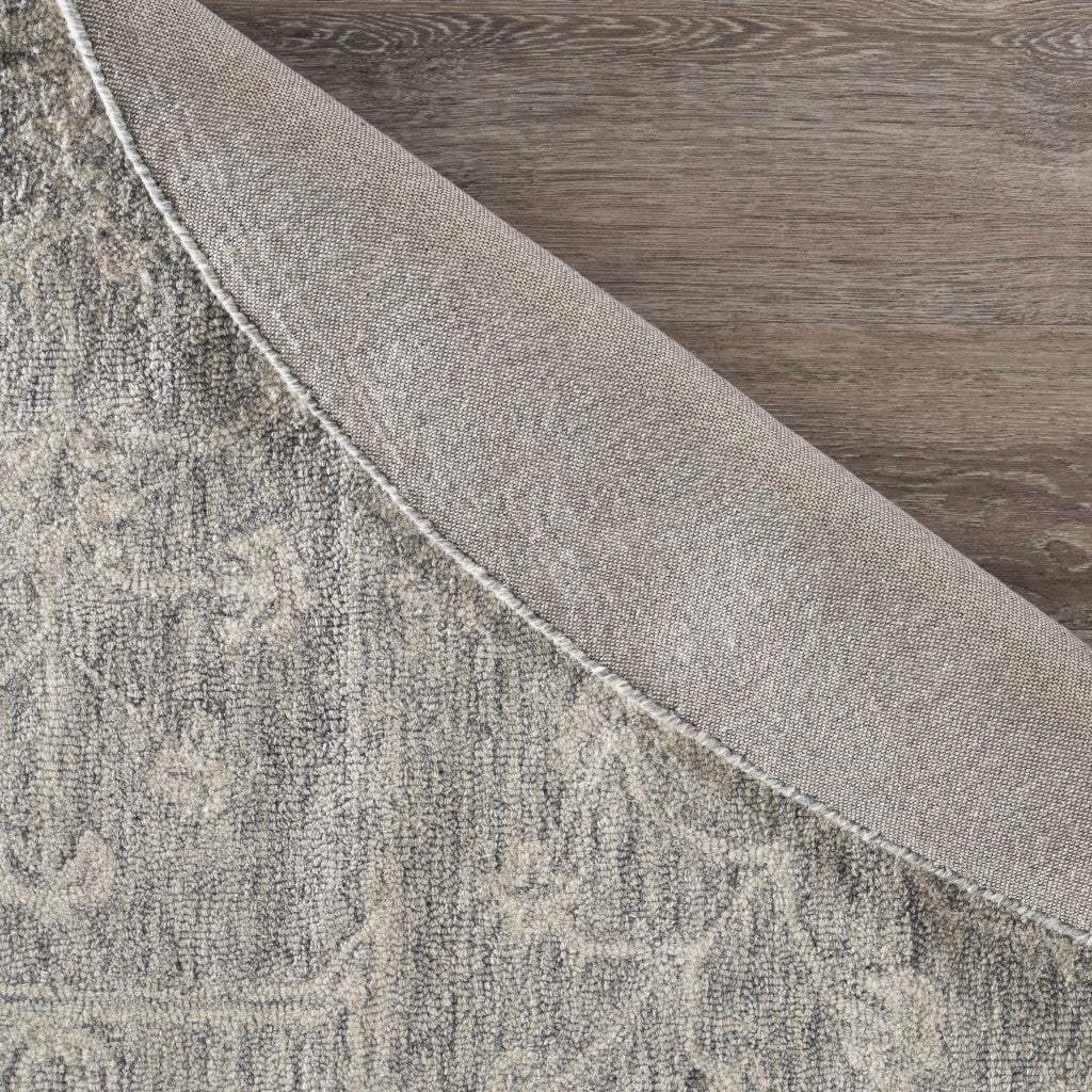 8’ Round Gray Floral Finesse Area Rug - Homeroots - Flyclothing LLC