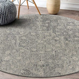 8’ Round Gray Floral Finesse Area Rug - Homeroots - Flyclothing LLC