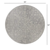 8’ Round Gray Floral Finesse Area Rug - Homeroots - Flyclothing LLC