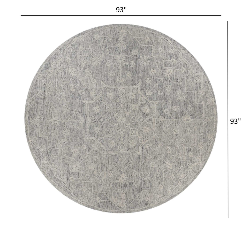 8’ Round Gray Floral Finesse Area Rug - Homeroots - Flyclothing LLC