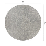 8’ Round Gray Floral Finesse Area Rug - Homeroots