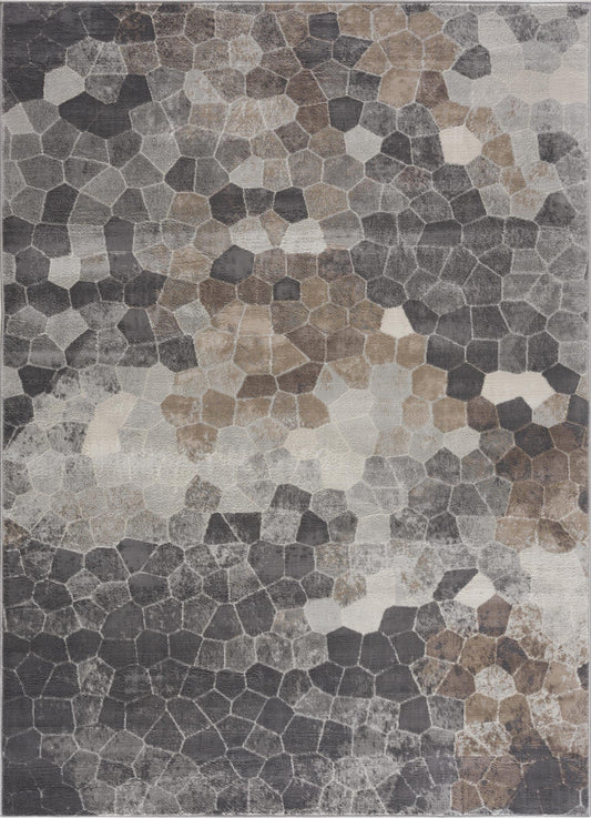 2' X 3' Beige Cobblestone Pattern Scatter Rug - Homeroots