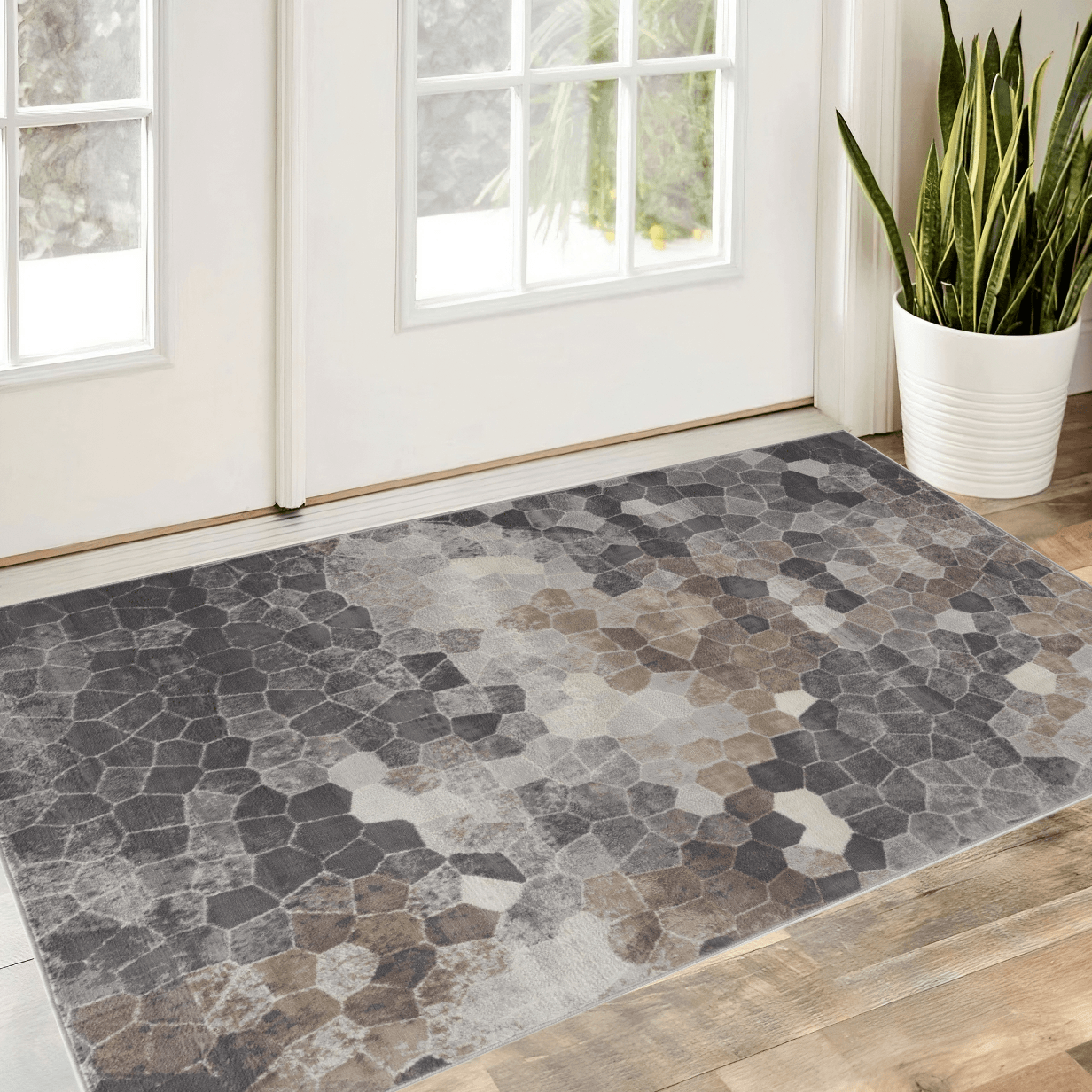 2' X 3' Beige Cobblestone Pattern Scatter Rug - Homeroots - Flyclothing LLC