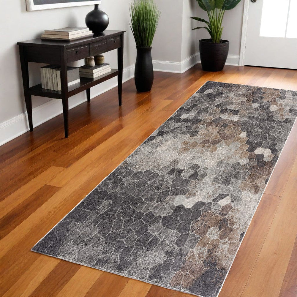 2' X 8' Beige Cobblestone Pattern Runner Rug - Homeroots