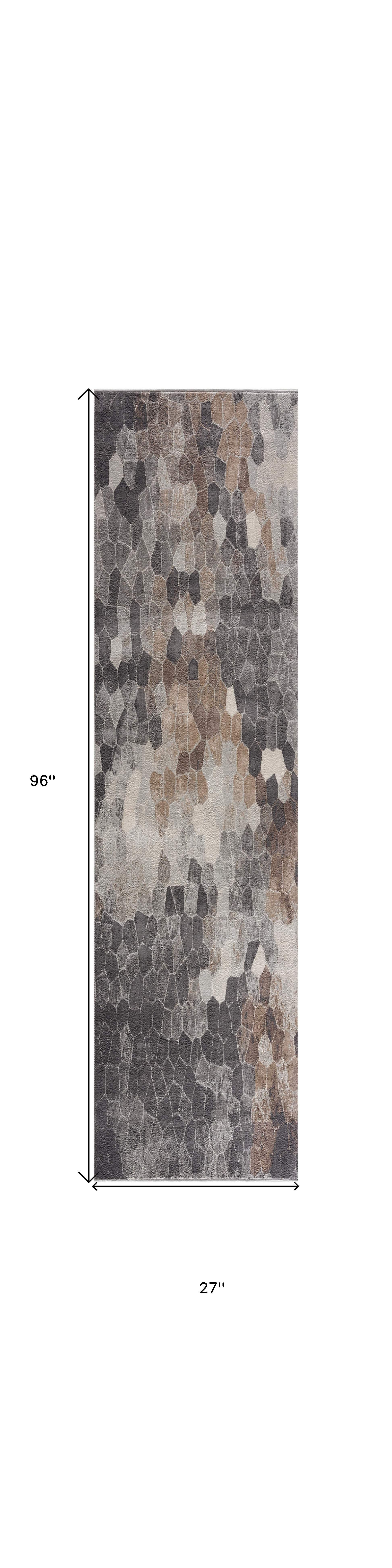 2' X 8' Beige Cobblestone Pattern Runner Rug - Homeroots - Flyclothing LLC