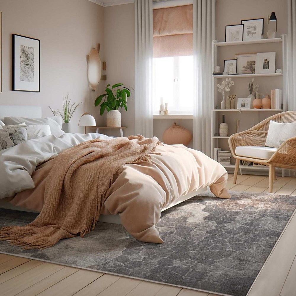 5' X 8' Beige Cobblestone Pattern Area Rug - Homeroots - Flyclothing LLC